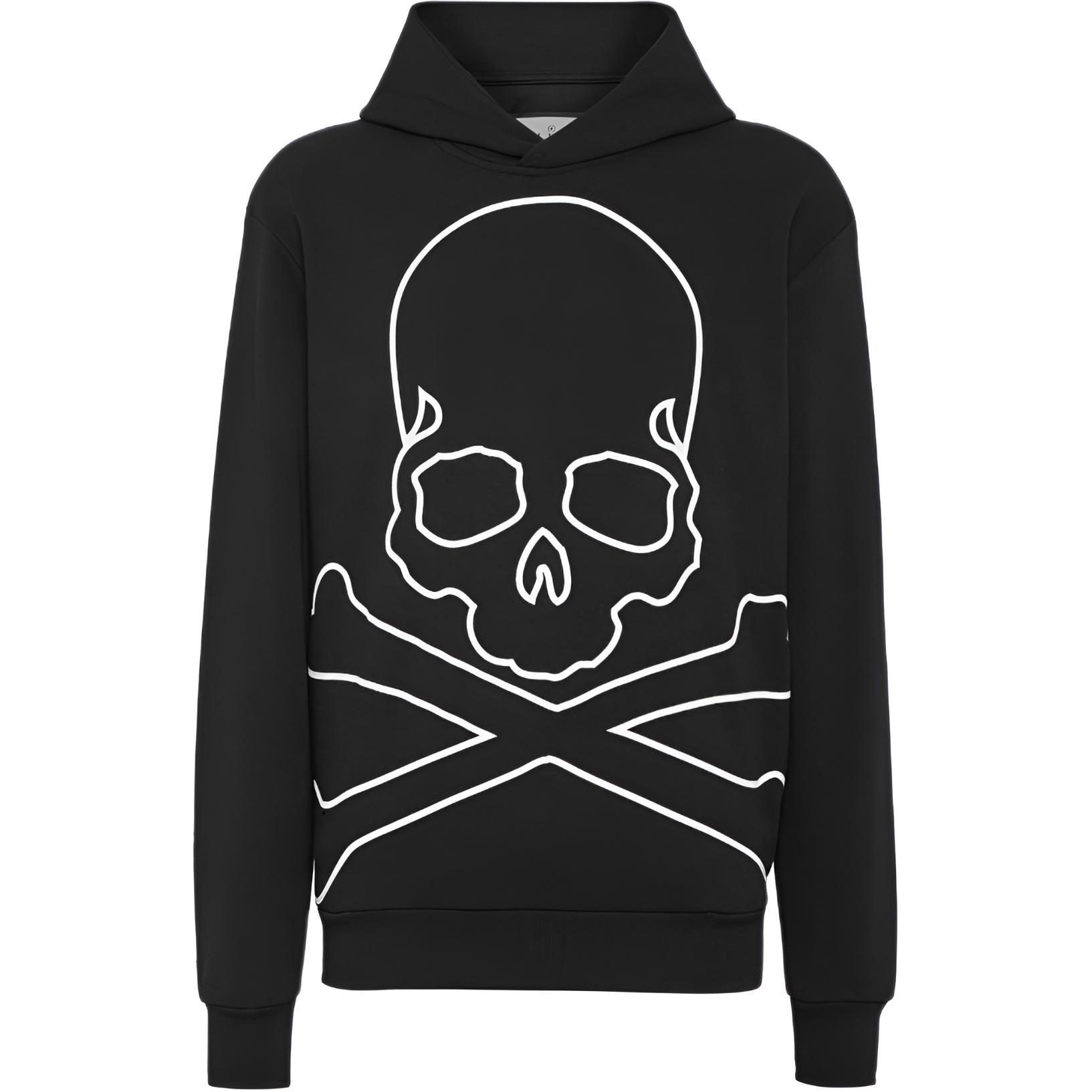 PHILIPP PLEIN SS24 Skull Print Hoodie Black Long Sleeve Sweatshirt SADC-MJB3210-PJO002N-0201