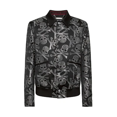 PHILIPP PLEIN SS24 Skull Print Long-Sleeve Jacket for Men - Black PADC-MRB2458-PTE003N-02