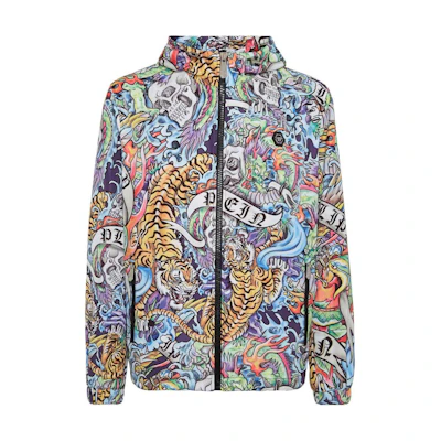 PHILIPP PLEIN SS24 Skull Print Zip Hoodie Jacket Men’s Multicolor FADC-MRB2427-PNY002N-21