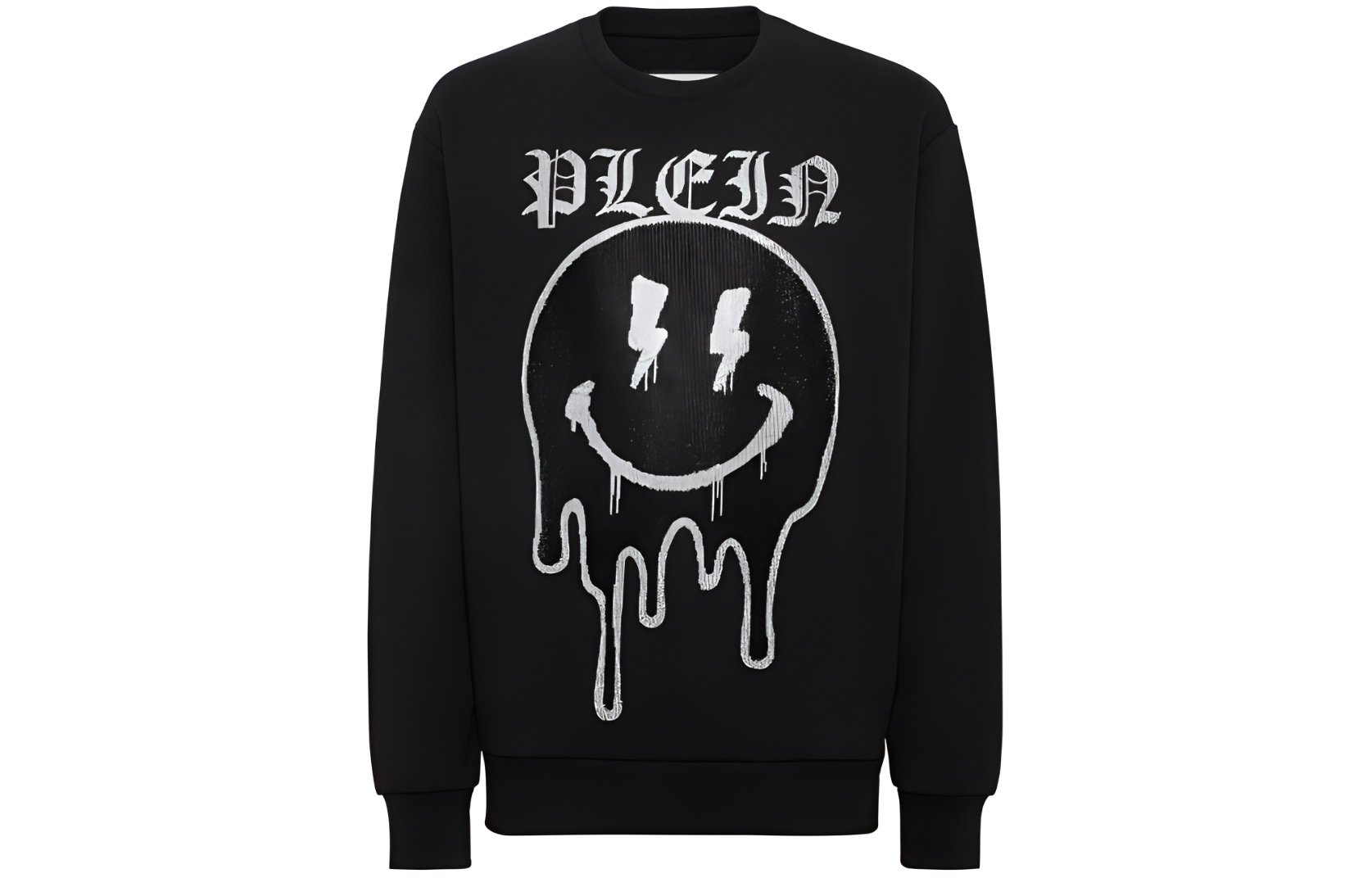 PHILIPP PLEIN SS24 Smiley Rhinestone Crewneck Sweatshirt Black Long Sleeve PADC-MJO1217-PJY002N-02