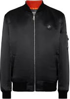 PHILIPP PLEIN SS24 Solid Logo Patch Bomber Jacket Black SADC-MRB2360-PTE003N-02 PHILIPP PLEIN SS24 Solid Logo Patch Bomber Jacket Black SADC-MRB2360-PTE003N-02