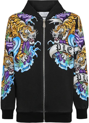 PHILIPP PLEIN SS24 Tattoo Print Logo Zip Hoodie Black Long Sleeve FADC-MJB3272-PJO002N-BLACK Buy PHILIPP PLEIN SS24 Tattoo Print Logo Zip Hoodie Black Long Sleeve FADC-MJB3272-PJO002N-BLACK