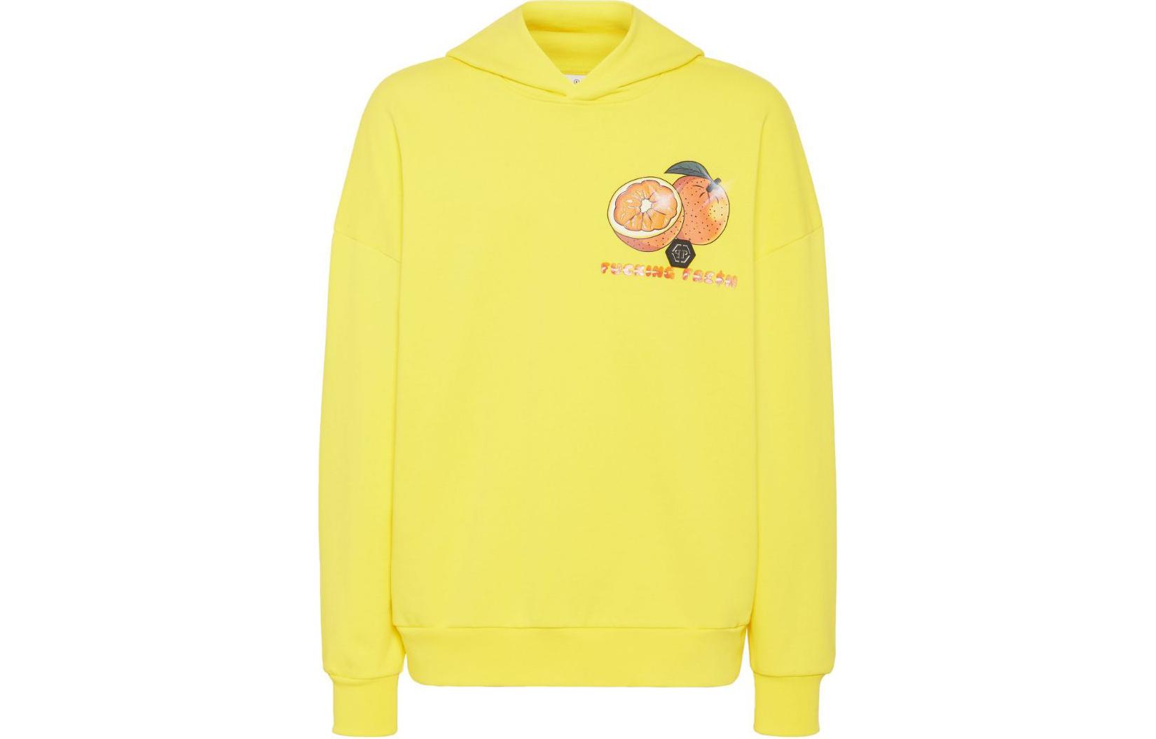 PHILIPP PLEIN SS24 Yellow Fruit Print Logo Hoodie Casual Long Sleeve PADC-MJB3291-PJO002N-09