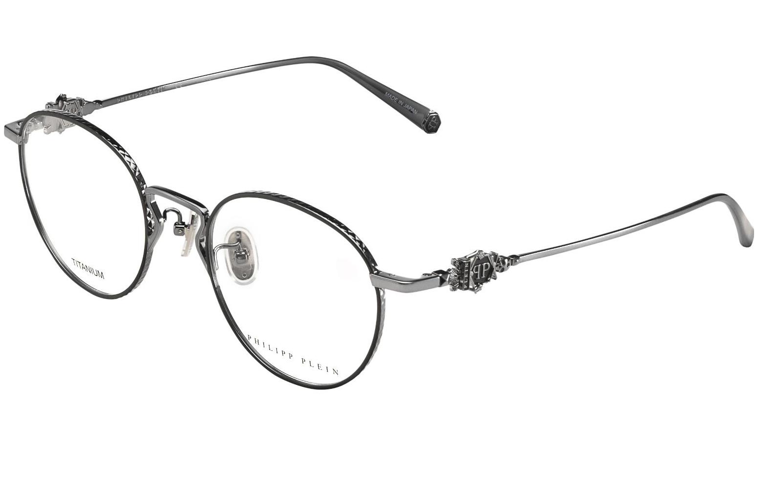 PHILIPP PLEIN Vintage Engraved Titanium Round Optical Glasses Unisex Design VPP090J0K59