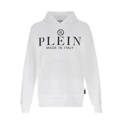 PHILIPP PLEIN White Hoodie with Logo Print FABC-MJB2700-PJO002N-01