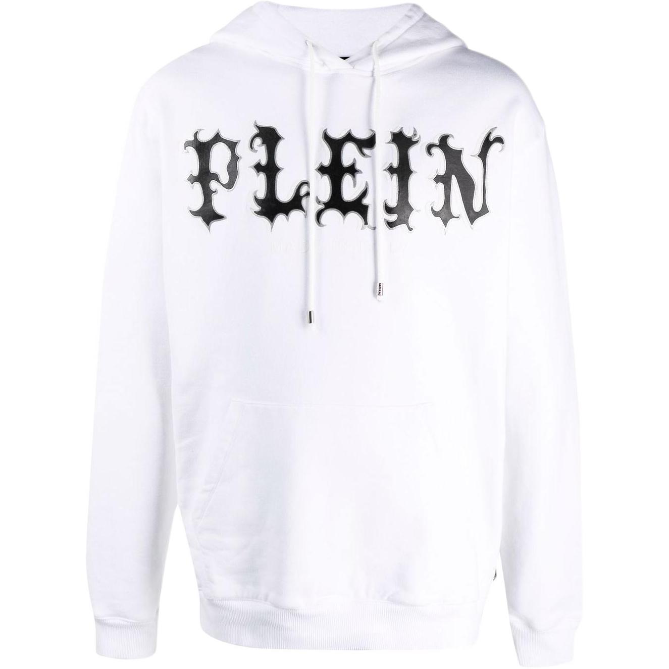PHILIPP PLEIN White Letter Print Long-Sleeve Hoodie FAACMJB2502PJO002N01
