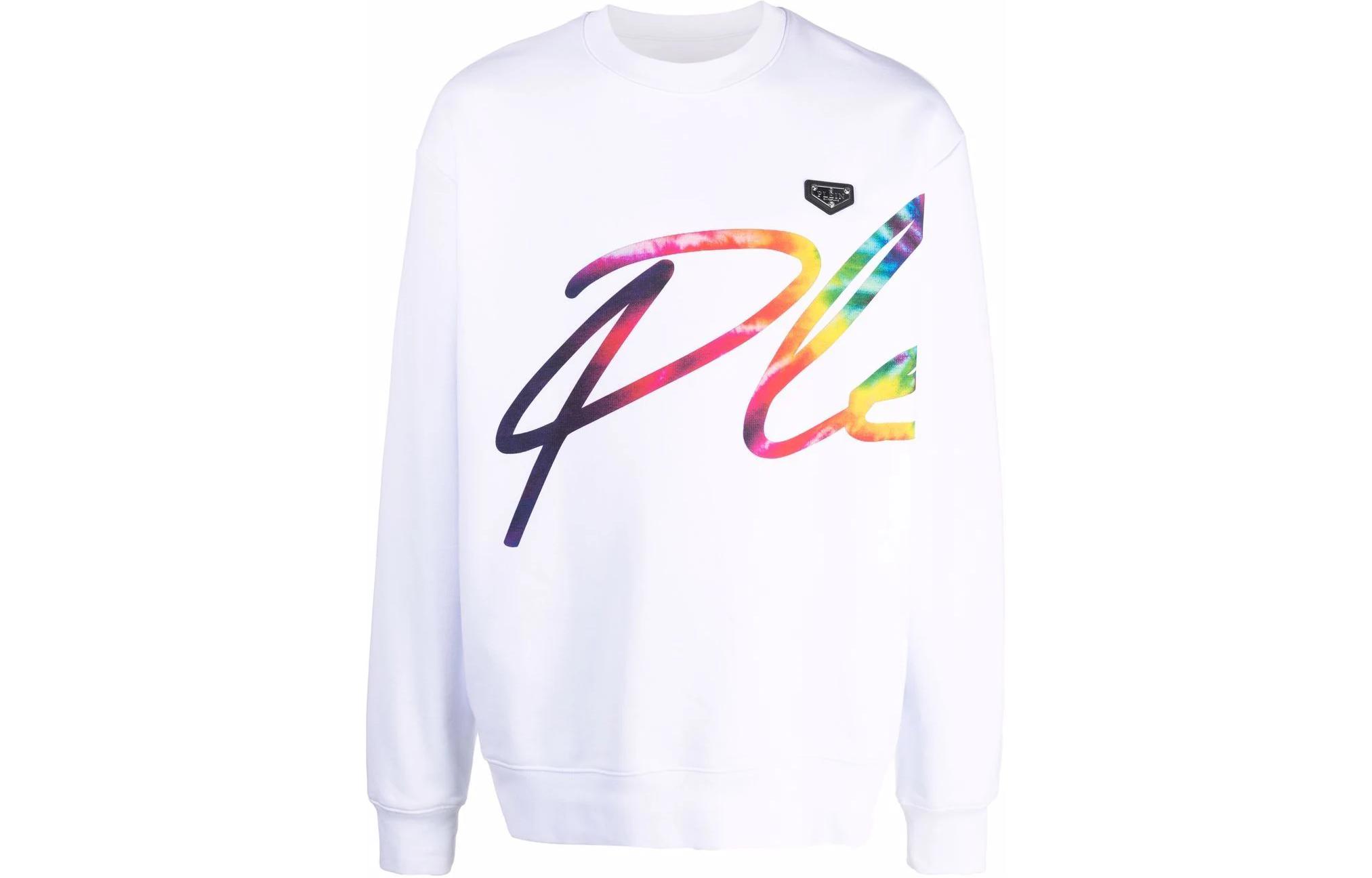 PHILIPP PLEIN White Logo Printed Crewneck Long Sleeve Sweatshirt AAAC-UJO0011-PJO002N-01