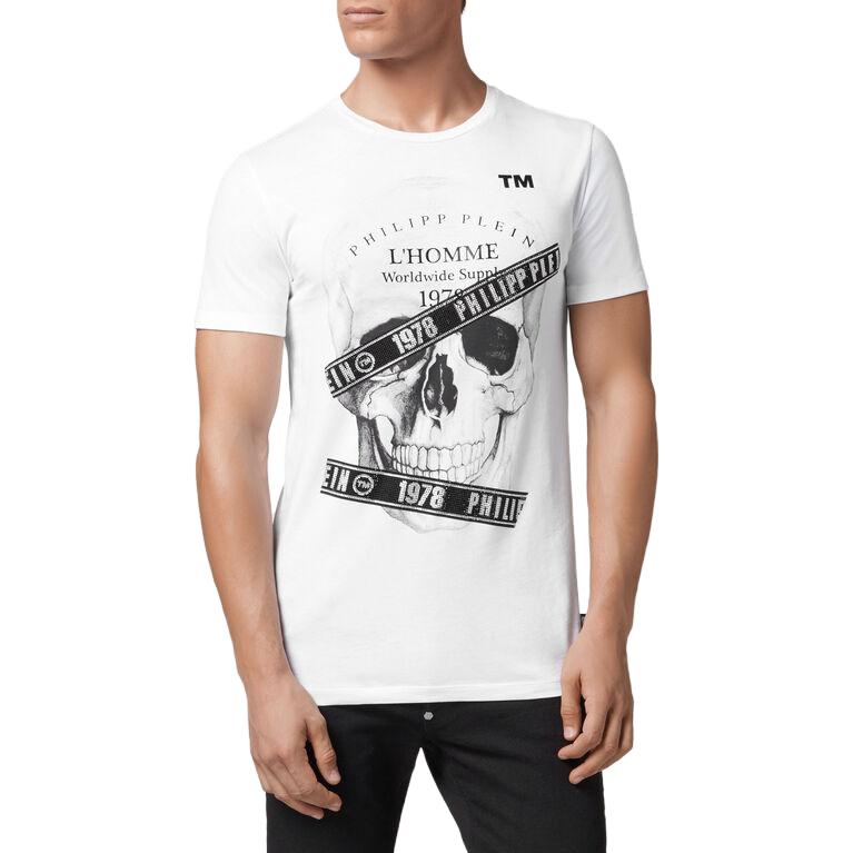 Lookbook Philipp Plein 白色骷髏字母印花短袖圓領T恤 MTK3033-PJY002N-01