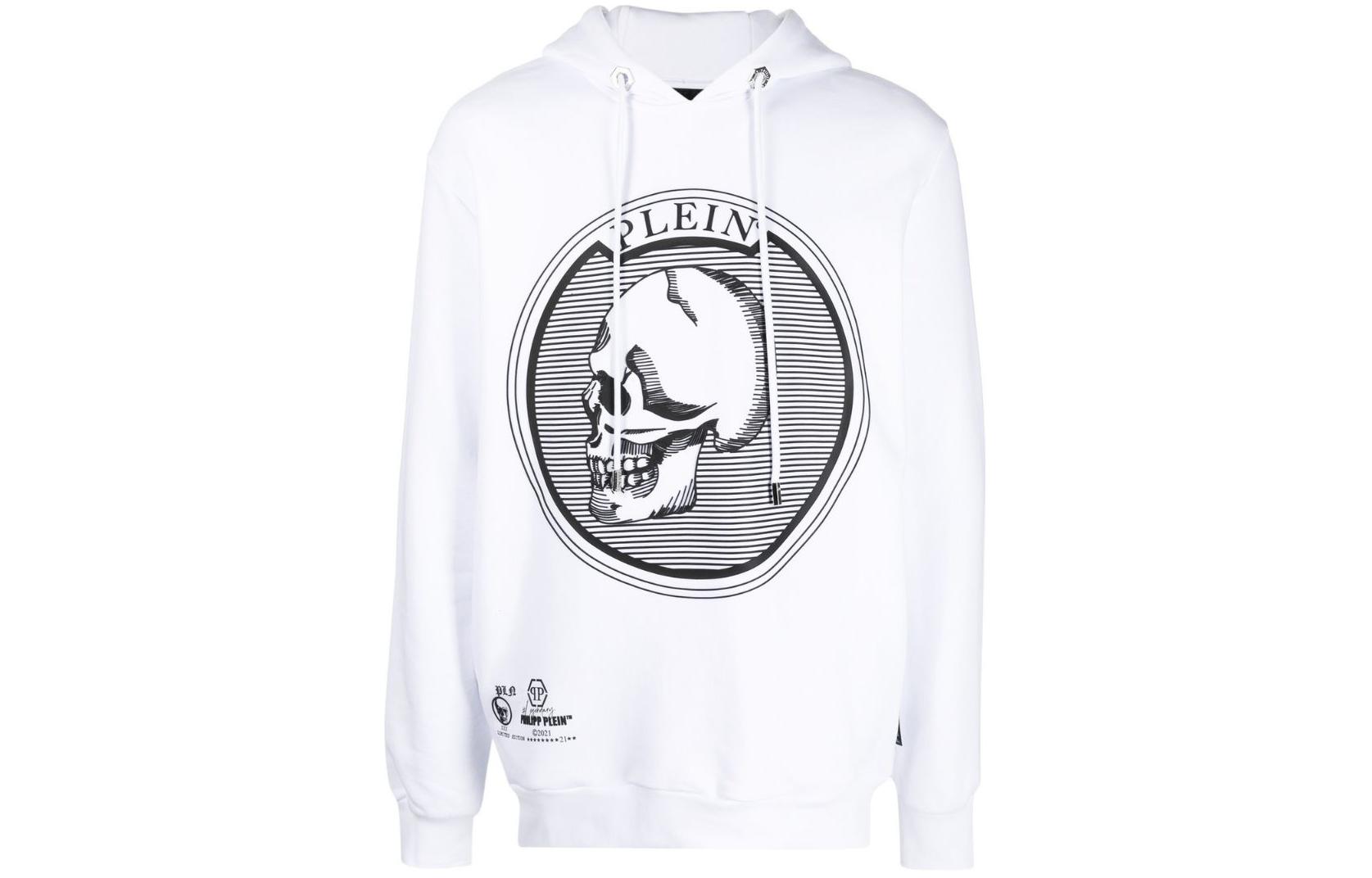 Order PHILIPP PLEIN 白色骷髅字母印花连帽衫 PAAC-UJB0015-PJO002N-01
