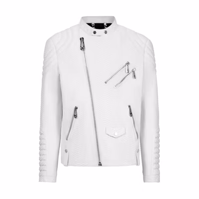 PHILIPP PLEIN White Solid Slim Fit Long Sleeve Jacket P20C-MLB1068-PLE029P-01