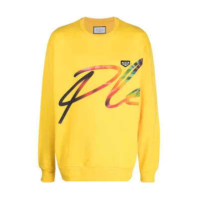 PHILIPP PLEIN Yellow Logo Print Crewneck Pullover Sweatshirt Unisex UABC-UJO0011-PJO002N-09