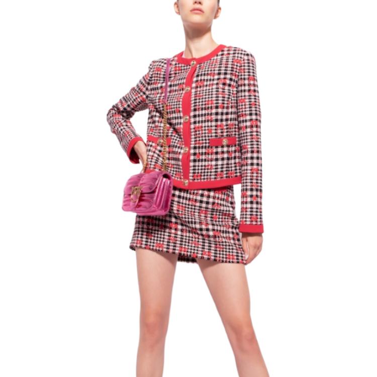 Purchase PINKO 紅色格紋短版外套，扣件設計與長袖款式。 100945A0N2-ZF6