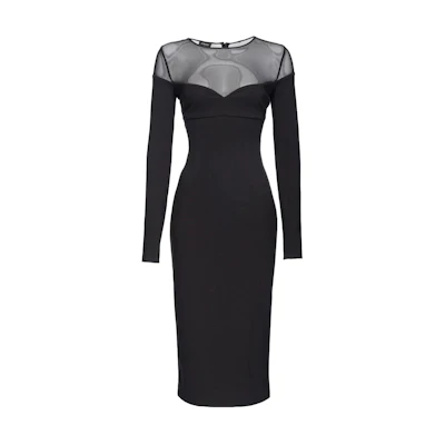 PINKO Black Solid Color Slim Fit Long Sleeve Maxi Dress 102072A1AR-Z99