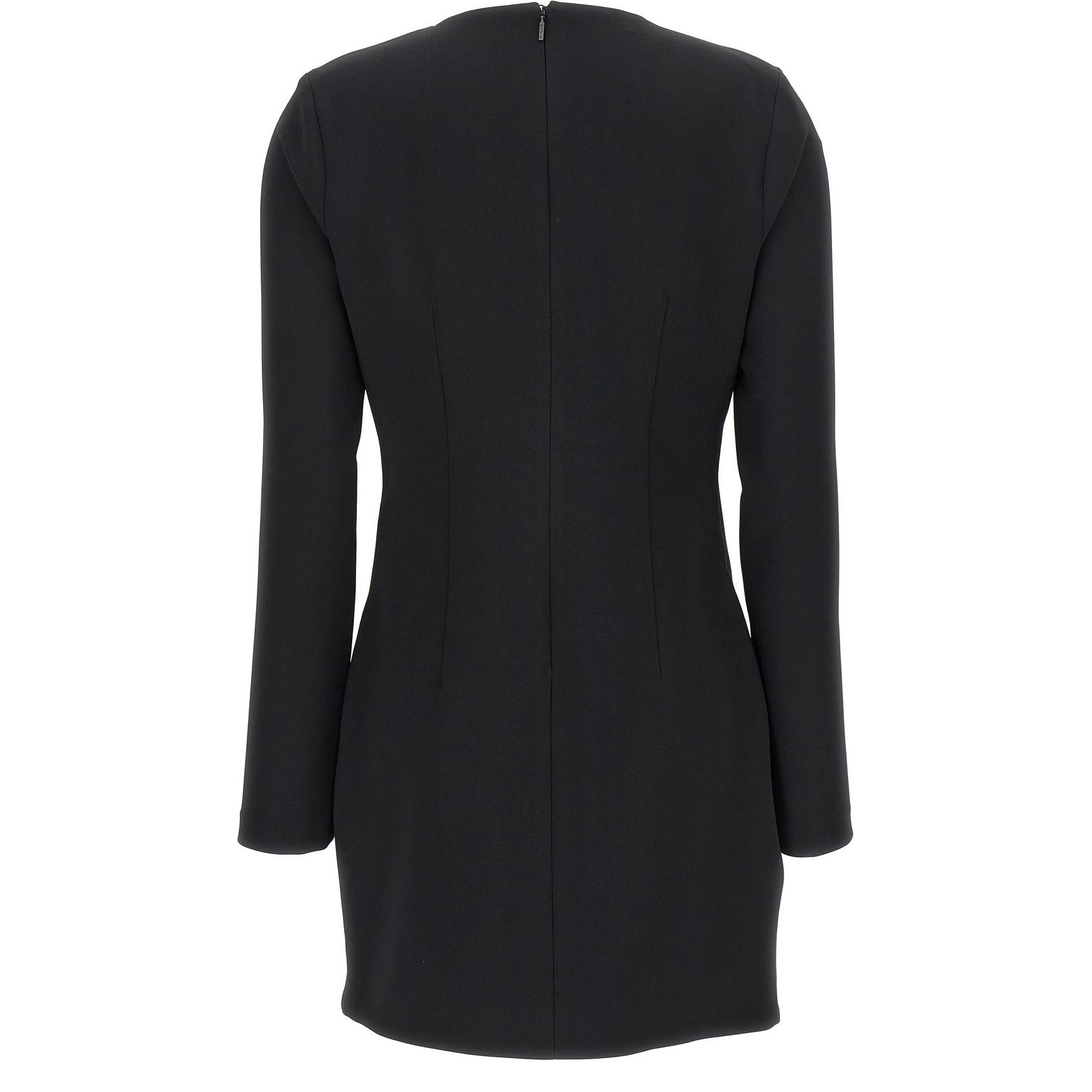 PINKO Black V-Neck Long Sleeve Mini Dress with Asymmetrical Hem. 103904A20A-Z99 圖 3