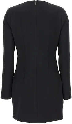 PINKO ブラック Vネック 長袖 アシンメトリーヘム ミニドレス 103904A20A-Z99 Lookbook PINKO ブラック Vネック 長袖 アシンメトリーヘム ミニドレス 103904A20A-Z99