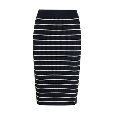 PINKO SS22 Black Striped Stretch Knit Pencil Skirt. 1G17EQY7UP-GC2