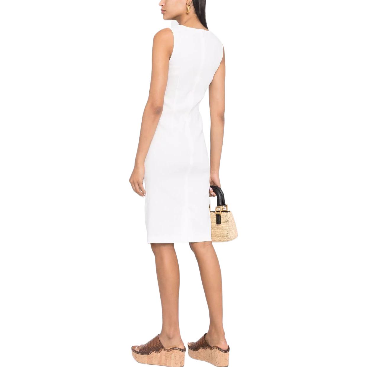 Shop PINKO SS22 白色無袖鈕扣洋裝連衣裙 1G17C87435-Z15