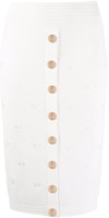 PINKO SS22 White Solid Color Knit Skirt with Logo and Button Decoration. 1G1704Y7Z2-Z15 PINKO SS22 White Solid Color Knit Skirt with Logo and Button Decoration. 1G1704Y7Z2-Z15