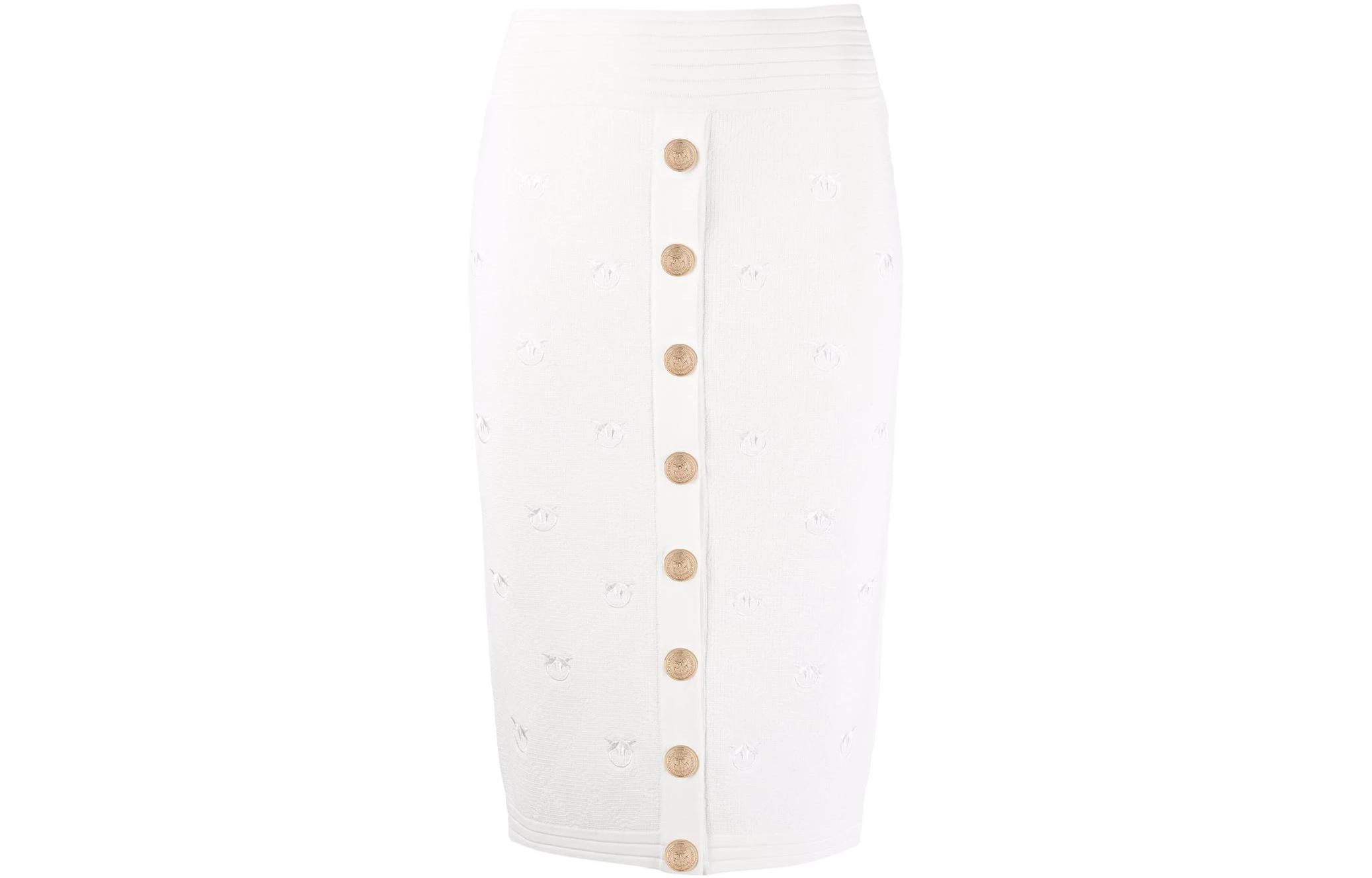 Order PINKO SS22 白色纯色针织裙带标志与纽扣装饰. 1G1704Y7Z2-Z15