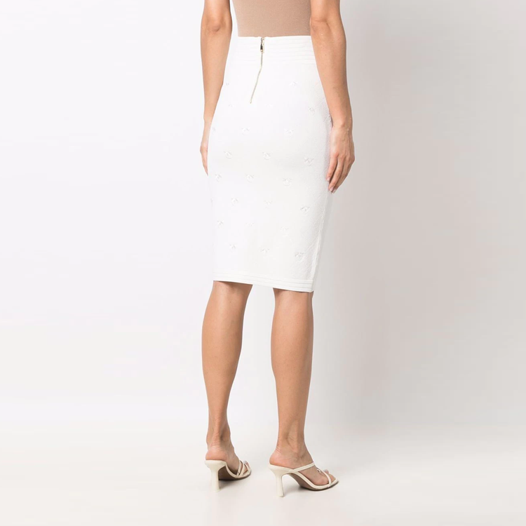 Purchase PINKO SS22 白色纯色针织裙带标志与纽扣装饰. 1G1704Y7Z2-Z15