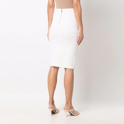 PINKO SS22 白色纯色针织裙带标志与纽扣装饰. 1G1704Y7Z2-Z15 Purchase PINKO SS22 白色纯色针织裙带标志与纽扣装饰. 1G1704Y7Z2-Z15