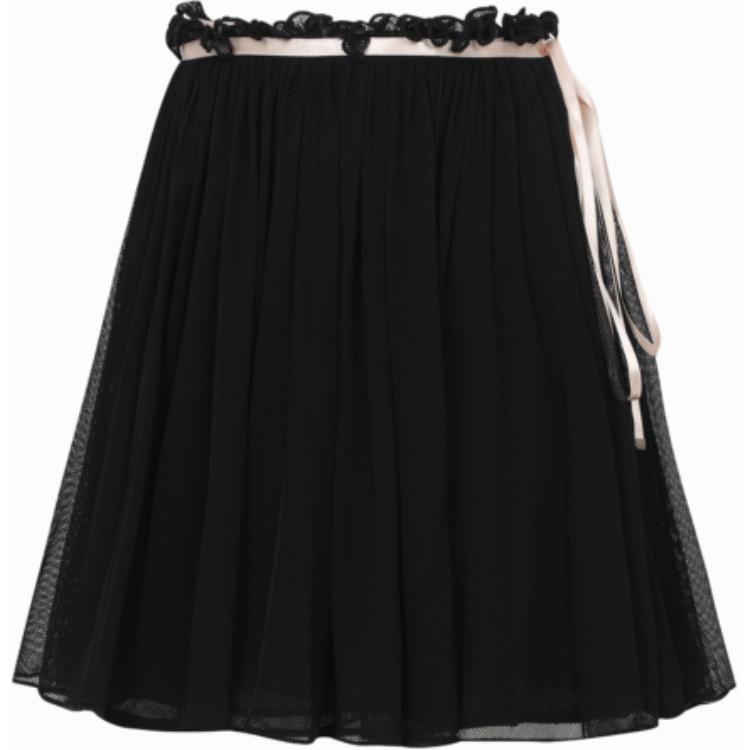 Order PINKO SS24 Skirt Mini Hitam Pleated Tie Kasual Wanita. 103478A1V1-ZN1