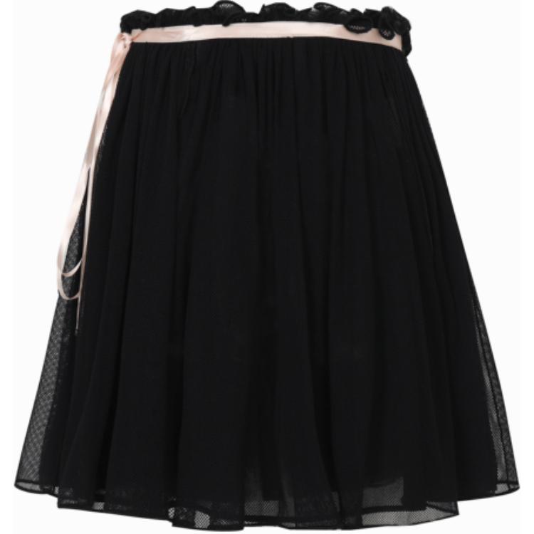 Lookbook PINKO SS24 Skirt Mini Hitam Pleated Tie Kasual Wanita. 103478A1V1-ZN1