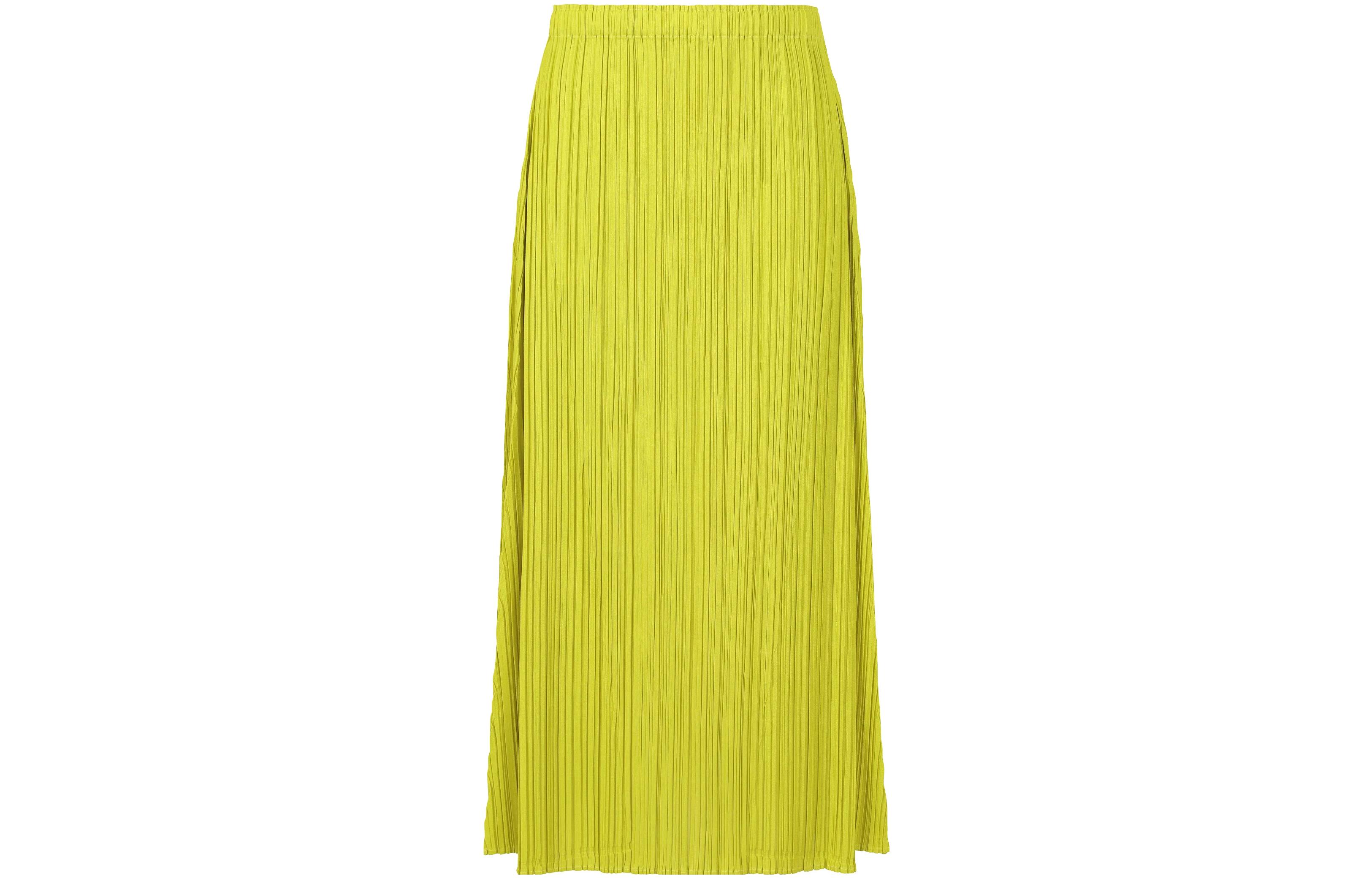 Shop PLEATS PLEASE ISSEY MIYAKE 純色百褶彈性腰中長裙 PP33JG284-18