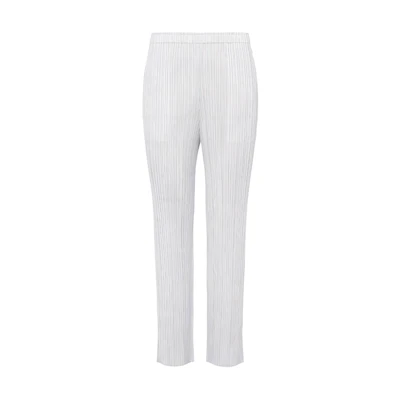 PLEATS PLEASE ISSEY MIYAKE Solid Pleated Straight Pants Unisex Light Gray. PP55JF111-10