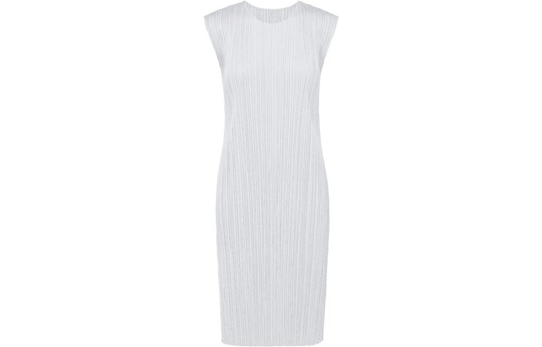 PLEATS PLEASE ISSEY MIYAKE Solid Sleeveless Pleated Dress Light Grey PP55JH113-10