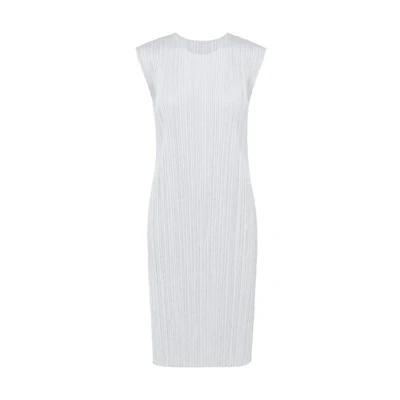 PLEATS PLEASE ISSEY MIYAKE Solid Sleeveless Pleated Dress Light Grey PP55JH113-10