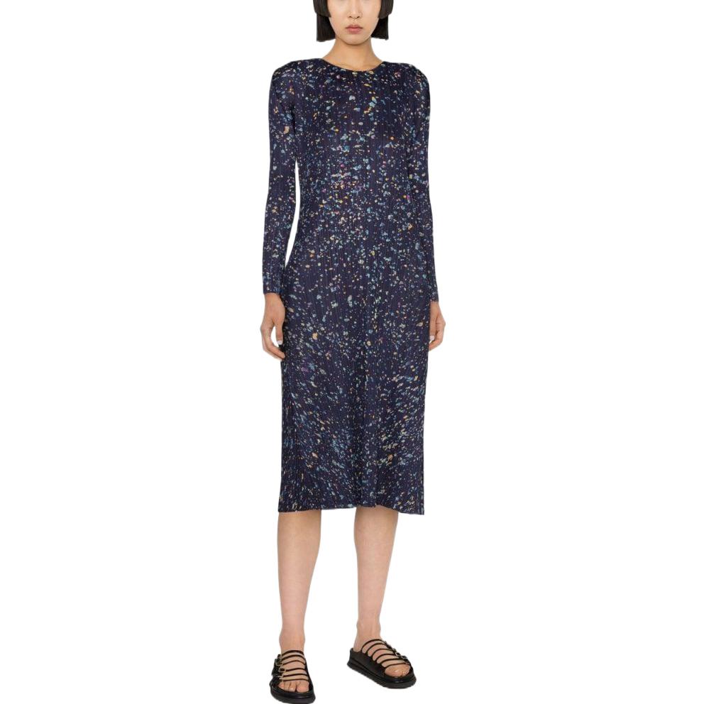 Lookbook PLEATS PLEASE ISSEY MIYAKE SS23 印花百褶中長洋裝 海軍藍 長袖 PP28JH725-75