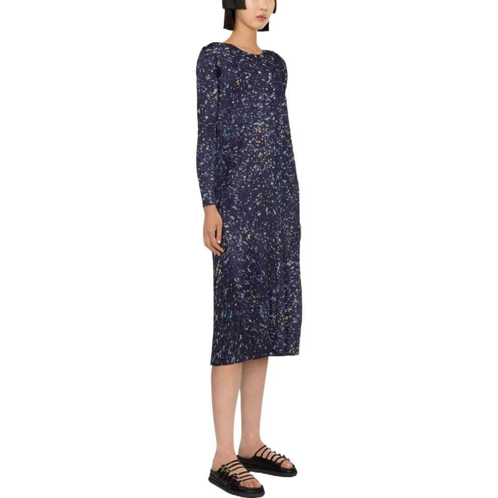 Purchase PLEATS PLEASE ISSEY MIYAKE SS23 印花百褶中長洋裝 海軍藍 長袖 PP28JH725-75