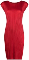 PLEATS PLEASE ISSEY MIYAKE SS23 Solid Color Red Crew Neck Short Sleeve Dress PP28JH809-24 PLEATS PLEASE ISSEY MIYAKE SS23 Solid Color Red Crew Neck Short Sleeve Dress PP28JH809-24