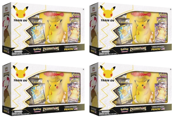 Kotak Koleksi 4x Pokémon TCG 25th Anniversary Premium Pikachu VMAX Figure Buy Kotak Koleksi 4x Pokémon TCG 25th Anniversary Premium Pikachu VMAX Figure