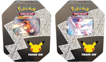 Pokémon TCG 25th Anniversary Celebrations Tin Lances Charizard V/Dark Sylveon V 2x Bundle Pokémon TCG 25th Anniversary Celebrations Tin Lances Charizard V/Dark Sylveon V 2x Bundle