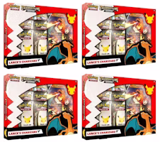 Pokémon TCG 25th Anniversary Celebrations V Box Lances Charizard V 4x Lot Pokémon TCG 25th Anniversary Celebrations V Box Lances Charizard V 4x Lot