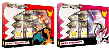 Pokémon TCG 25th Anniversary Celebrations V Box Lances Charizard V/Dark Sylveon V 2x Bundle Pokémon TCG 25th Anniversary Celebrations V Box Lances Charizard V/Dark Sylveon V 2x Bundle