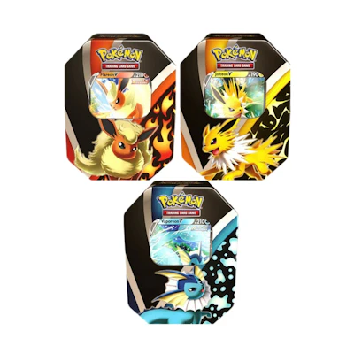 Poké TCG Eevee Evolutions Tin Vaporeon V/Jolteon V/Flareon V 3x Bundle