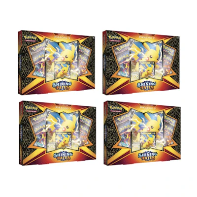 Poké TCG Shining Fates Pikachu V Collection Box 4x Lot