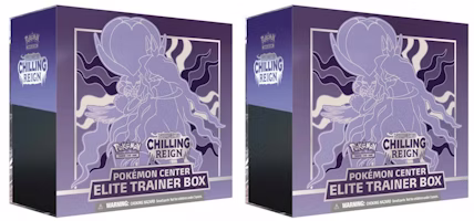 Pokémon TCG Sword & Shield Chilling Reign (Pokémon Center Exclusive) Elite Trainer Box (Shadow Rider Calyrex) 2x Lot Pokémon TCG Sword & Shield Chilling Reign (Pokémon Center Exclusive) Elite Trainer Box (Shadow Rider Calyrex) 2x Lot