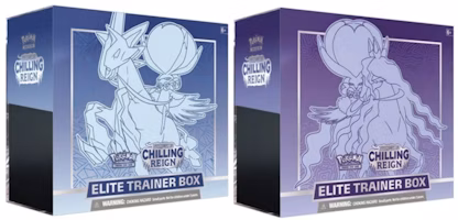 Pokémon TCG Sword & Shield Chilling Reign Elite Trainer Box Ice Rider Calyrex/Shadow Rider Calyrex 2x Bundle Pokémon TCG Sword & Shield Chilling Reign Elite Trainer Box Ice Rider Calyrex/Shadow Rider Calyrex 2x Bundle