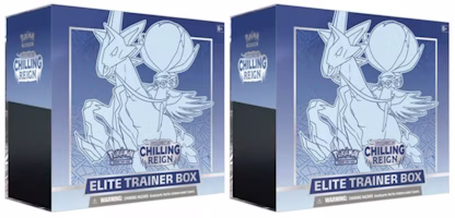 Pokémon TCG Sword & Shield Chilling Reign Elite Trainer Box (Ice Rider Calyrex) 2x Lot Pokémon TCG Sword & Shield Chilling Reign Elite Trainer Box (Ice Rider Calyrex) 2x Lot