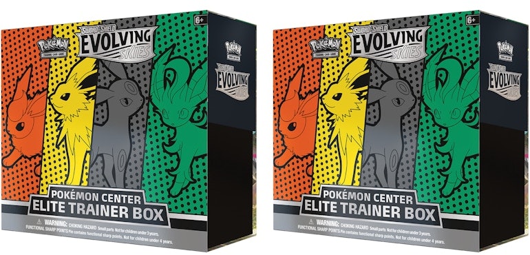 pokemon-tcg-sword-and-shield-evolving-skies-pokemon-center-elite-trainer-box-flareon-jolteon-umbreon-leafeon-2x-lot