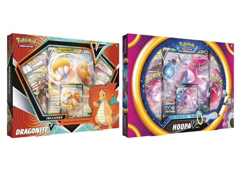 Pokémon TCG Sword & Shield Fusion Strike Dragonite V/Hoopa V Collection Box 2x Bundle