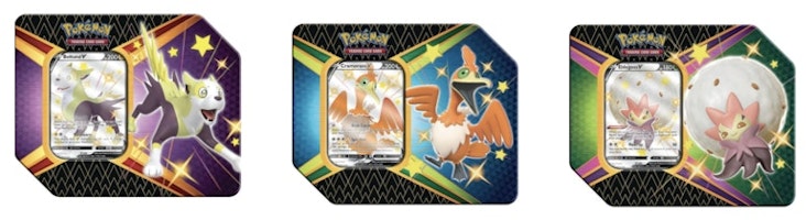 Pokémon TCG Sword & Shield Shining Fates 3X Tin Lot Boltund V/Cramorant V/Eldegoss V (6 Booster Packs) Pokémon TCG Sword & Shield Shining Fates 3X Tin Lot Boltund V/Cramorant V/Eldegoss V (6 Booster Packs)