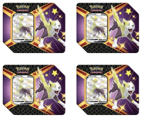 Pokémon TCG Sword & Shield Shining Fates Boltund V Tin 4X Lot (6 Booster Packs) Buy Pokémon TCG Sword & Shield Shining Fates Boltund V Tin 4X Lot (6 Booster Packs)