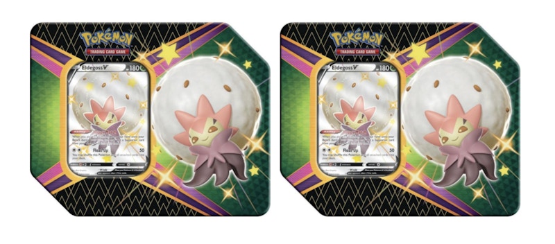 Pokémon TCG Sword & Shield Shining Fates Eldegoss V Tin 2X Lot (6 Booster Packs)