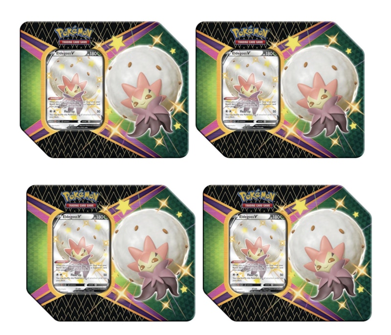 Pokémon TCG Sword & Shield Shining Fates Eldegoss V Tin 4X Lot (6 Booster Packs)