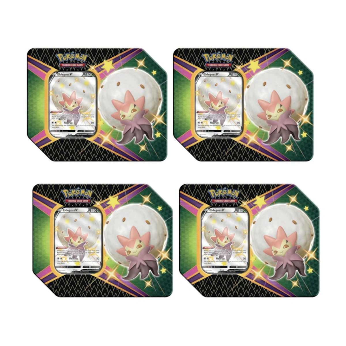 Buy Pokmon TCG Sword & Shield Shining Fates Eldegoss V Tin 4X Lot (6 Booster Packs) - Novelship Buy Pokmon TCG Sword & Shield Shining Fates Eldegoss V Tin 4X Lot (6 Booster Packs) - Novelship